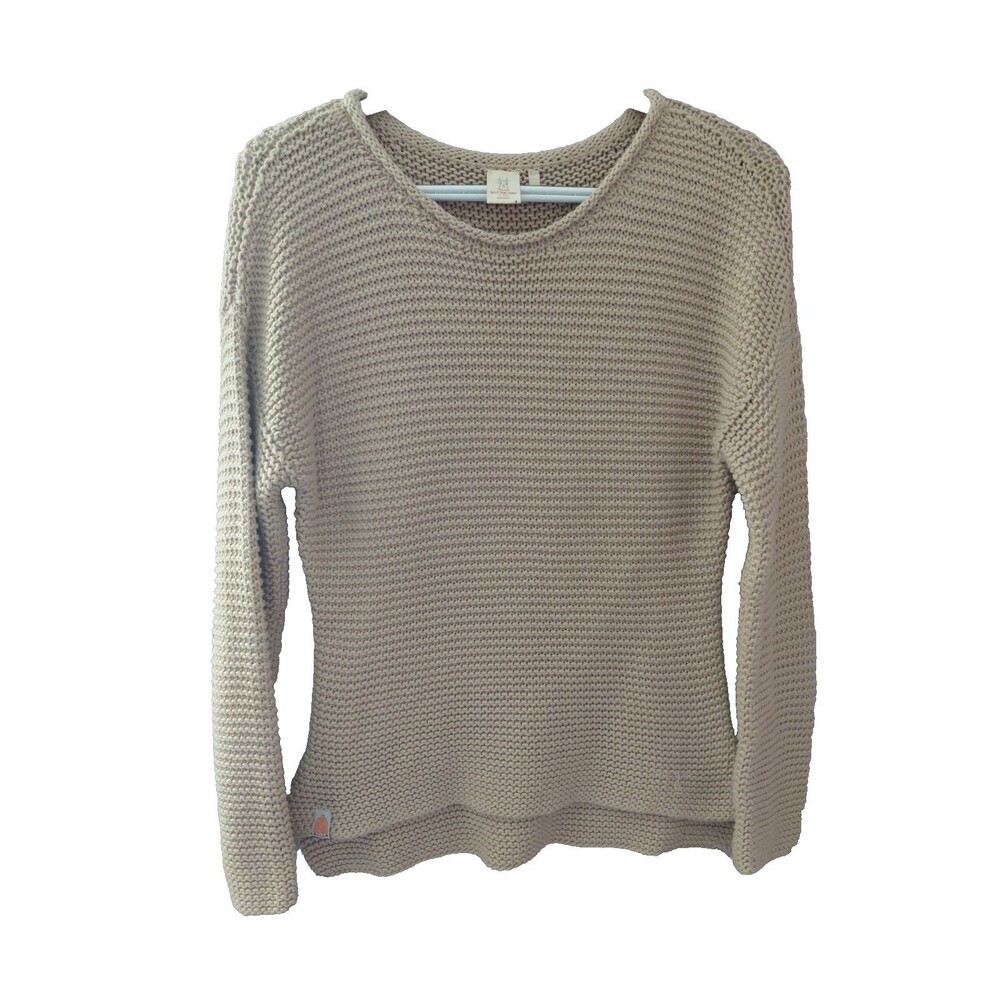Sh*t That I Knit Scotia Garter Knit Crewneck Tan Sweater Women's Size XXS